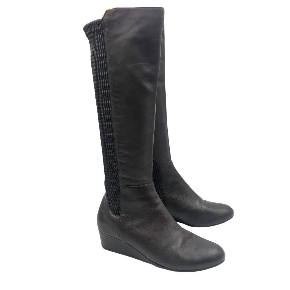 COLE HAAN Rockland Brown Leather Knee-High Riding Boots Womens 7